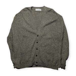 Pure New Wool Slouchy Cardigan – Earth Tone Heather Knit, Button Front